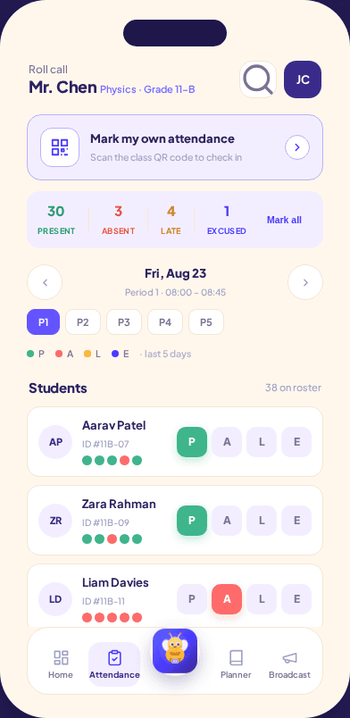 SkooBee Teacher Roll Call App